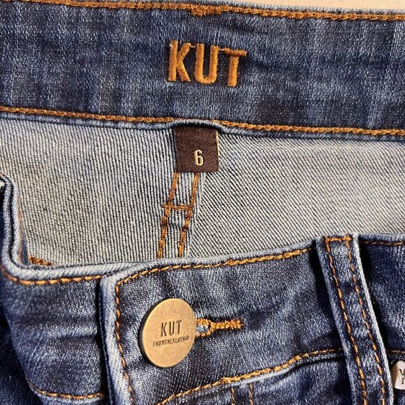 KUT From The Cloth Hi-Rise Denim Shorts Dark Wash Fray hem Women's Size 6 - Picture 7 of 10